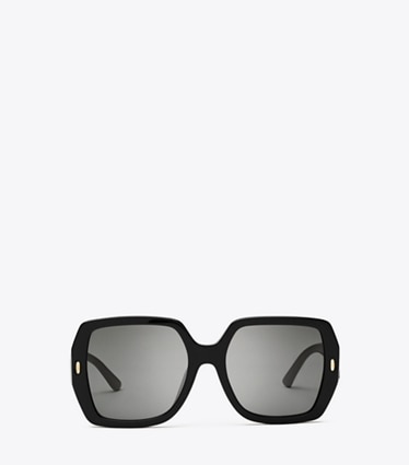 Tory Burch designer sonnenbrillen & brillen Eckige Miller Oversize-Sonnenbrille in BLACK/SOLID GREY front