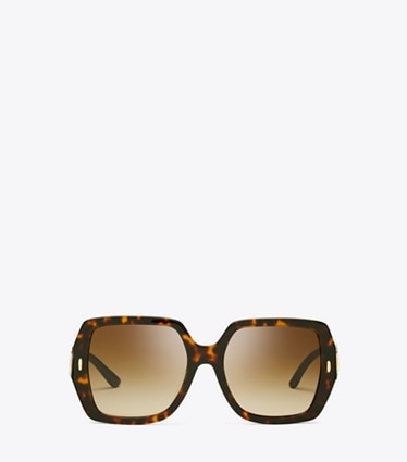 Tory Burch designer sonnenbrillen & brillen Eckige Miller Oversize-Sonnenbrille in DARK TORTOISE/BROWN GRADIENT front