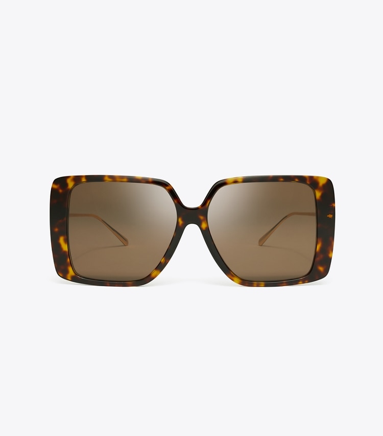 Tory Burch designer sonnenbrillen & brillen Eckige Miller Oversize-Sonnenbrille in DARK TORTOISE/DARK BROWN front