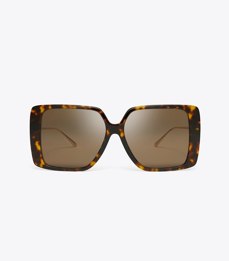 Tory Burch designer sonnenbrillen & brillen Eckige Miller Oversize-Sonnenbrille in DARK TORTOISE/DARK BROWN front