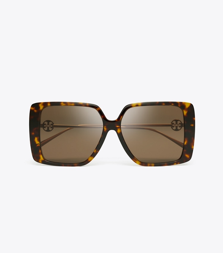 Tory Burch designer sonnenbrillen & brillen Eckige Miller Oversize-Sonnenbrille in DARK TORTOISE/DARK BROWN von oben
