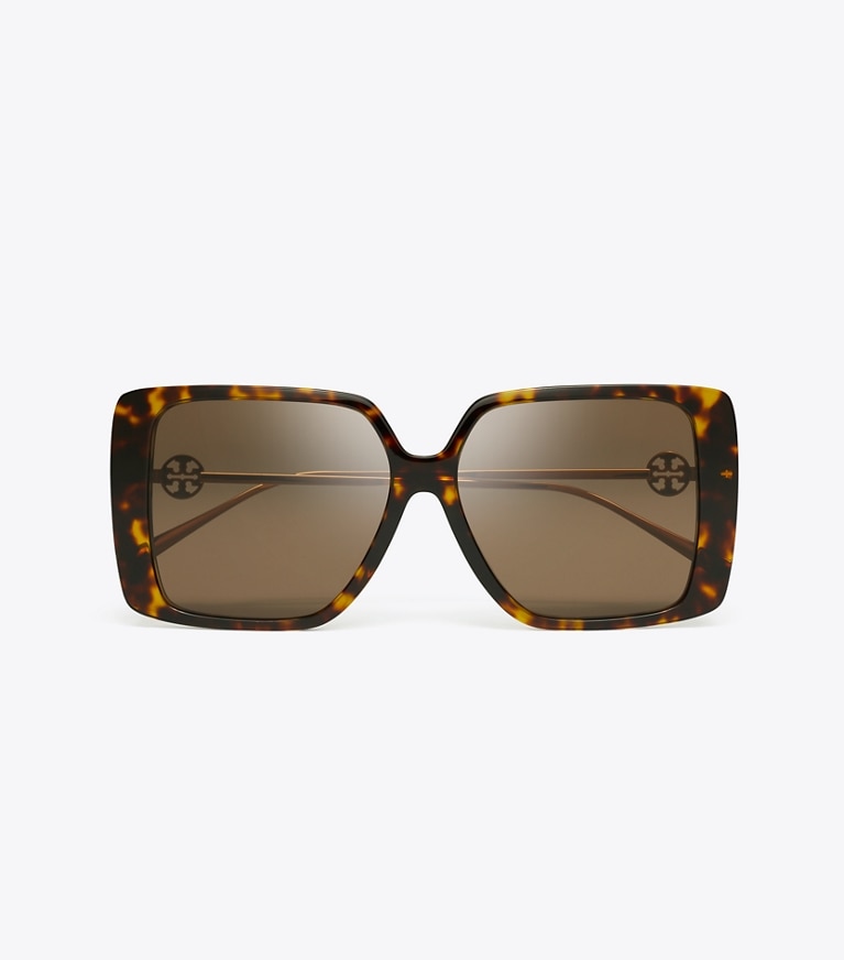 Tory Burch designer sonnenbrillen & brillen Eckige Miller Oversize-Sonnenbrille in DARK TORTOISE/DARK BROWN front