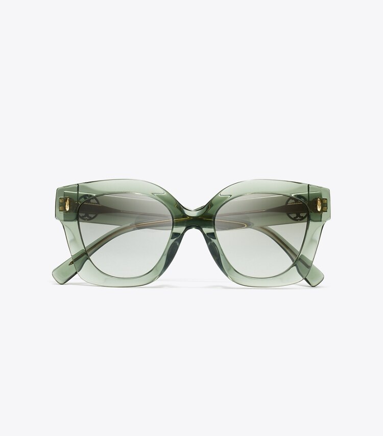 Tory Burch designer sonnenbrillen & brillen Eckige Miller Pushed Sonnenbrille in TRANSPARENT SAGE/ LIGHT GREY GRADIENT von oben