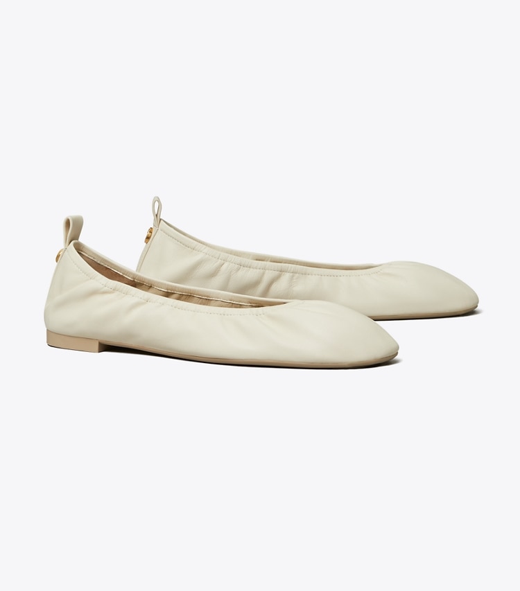 Tory Burch designer flats Eddie Ballet in LIGHT CREAM angle