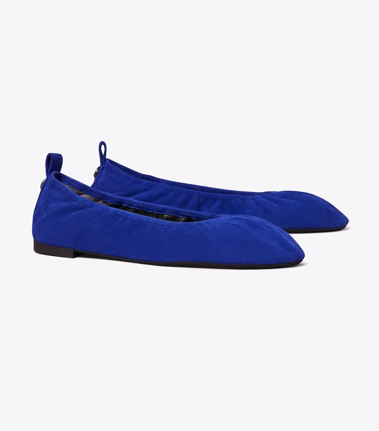 Tory Burch designer flats Eddie Ballet in DARK INDIGO angle