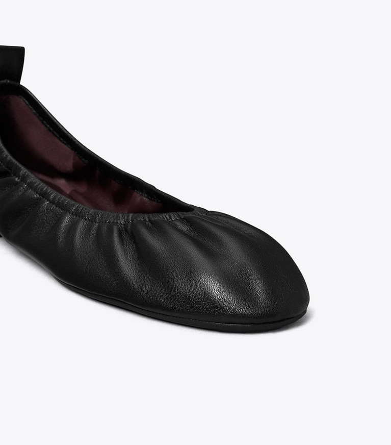 Tory Burch designer flats Eddie Ballet in PERFECT BLACK angle