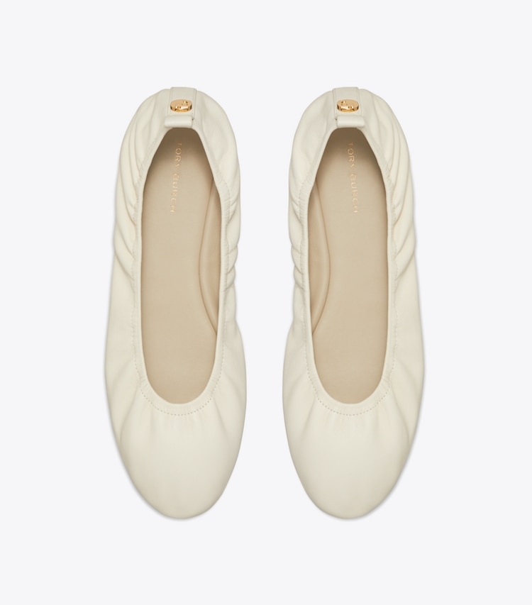 Tory Burch designer flats Eddie Ballet in LIGHT CREAM overhead