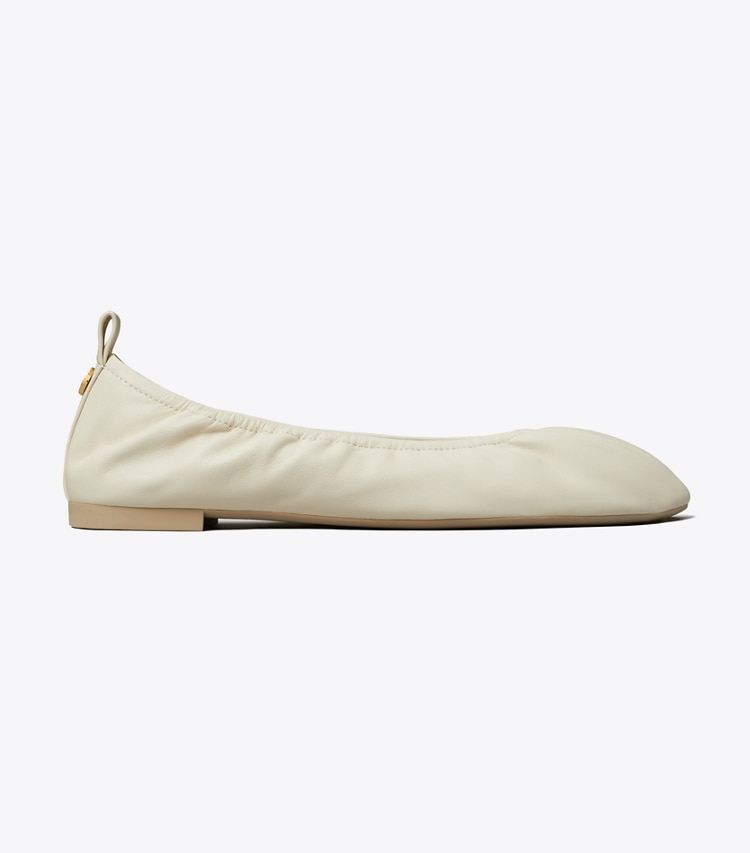 Tory Burch designer flats Eddie Ballet in LIGHT CREAM side