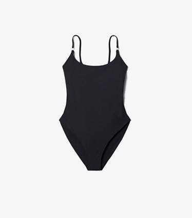 Tory Burch designer badeanzüge Einfarbiger Badeanzug in Black front