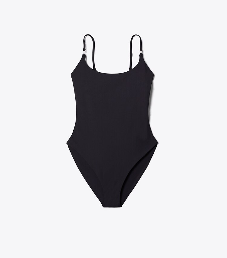 Tory Burch designer badeanzüge Einfarbiger Badeanzug in Black front