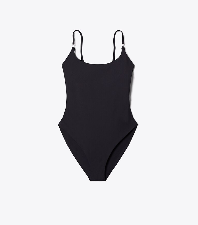 Tory Burch designer badeanzüge Einfarbiger Badeanzug in Black front