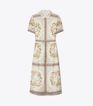 Tory Burch designer strandmode Eingefasstes Kleid aus Baumwolle mit Reißverschluss in Pink Cockatoo front