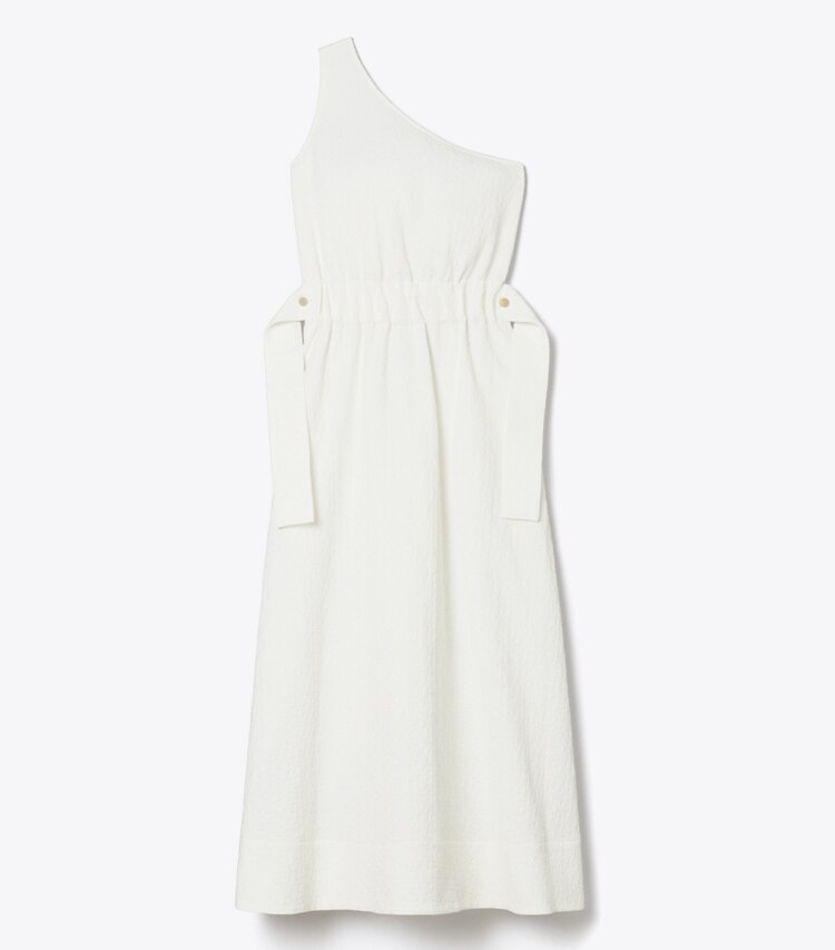 Tory Burch designer strandmode Einschultriges Baumwollkleid mit Gürtel in Marshmallow front