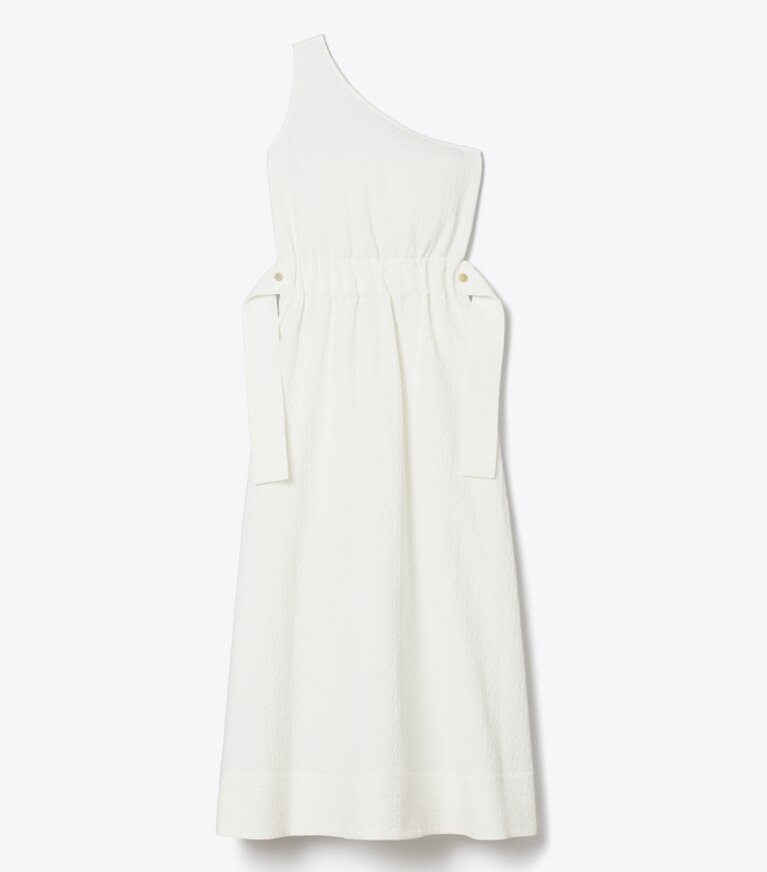 Tory Burch designer strandmode Einschultriges Baumwollkleid mit Gürtel in Marshmallow front