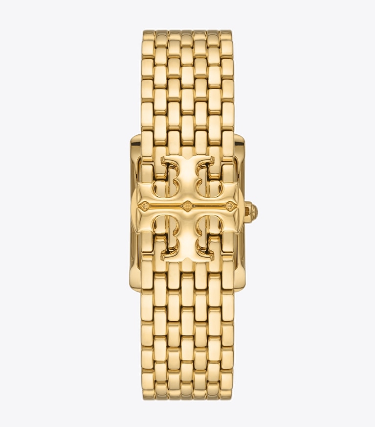 Tory Burch designer armbanduhren Eleanor Armbanduhr aus goldfarbenem Edelstahl in IVORY/GOLD front