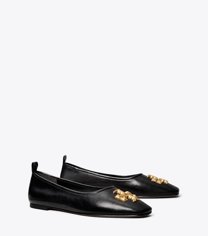 Tory Burch designer flats Eleanor Ballet in PERFECT BLACK angle