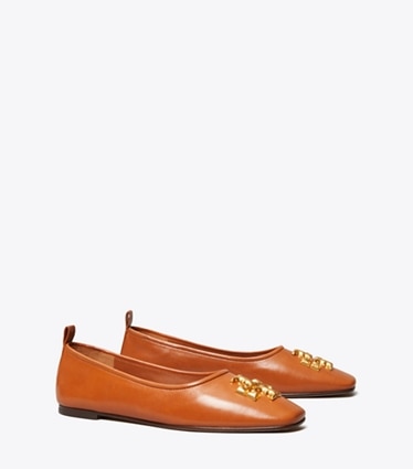 Tory Burch designer flats Eleanor Ballet in BOURBON angle