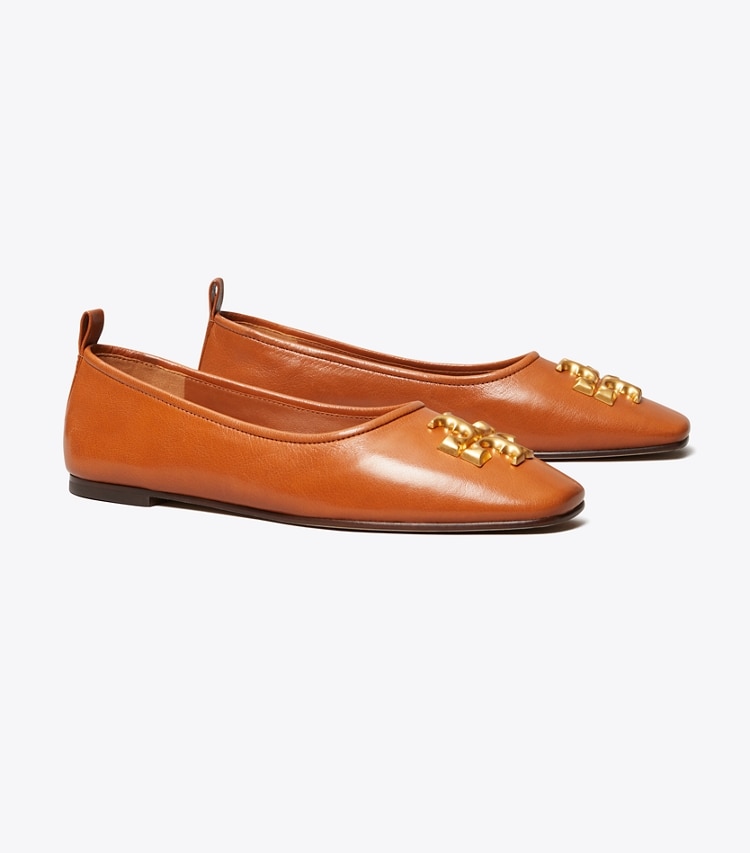 Tory Burch designer flats Eleanor Ballet in BOURBON angle