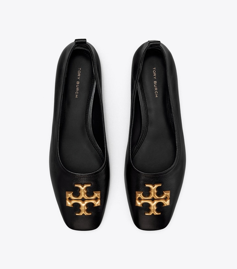 Tory Burch designer flats Eleanor Ballet in PERFECT BLACK angle
