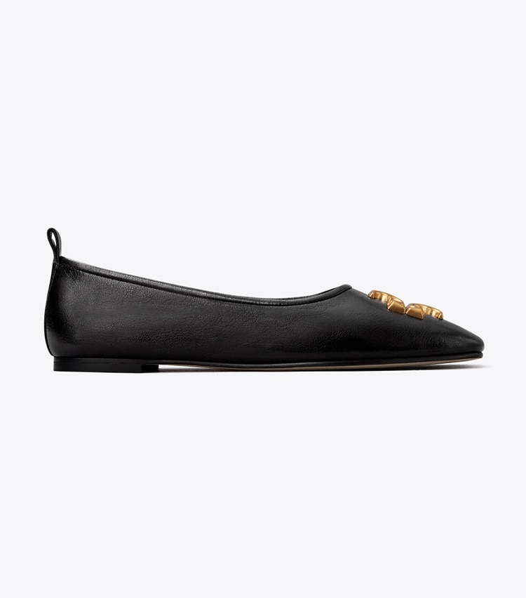 Tory Burch designer flats Eleanor Ballet in PERFECT BLACK side