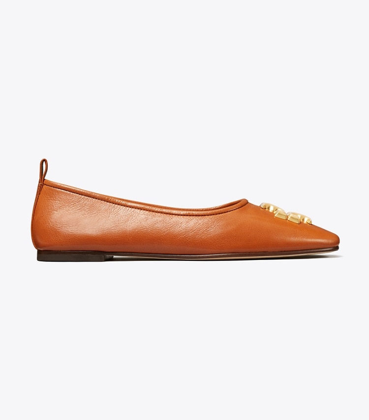 Tory Burch designer flats Eleanor Ballet in BOURBON side