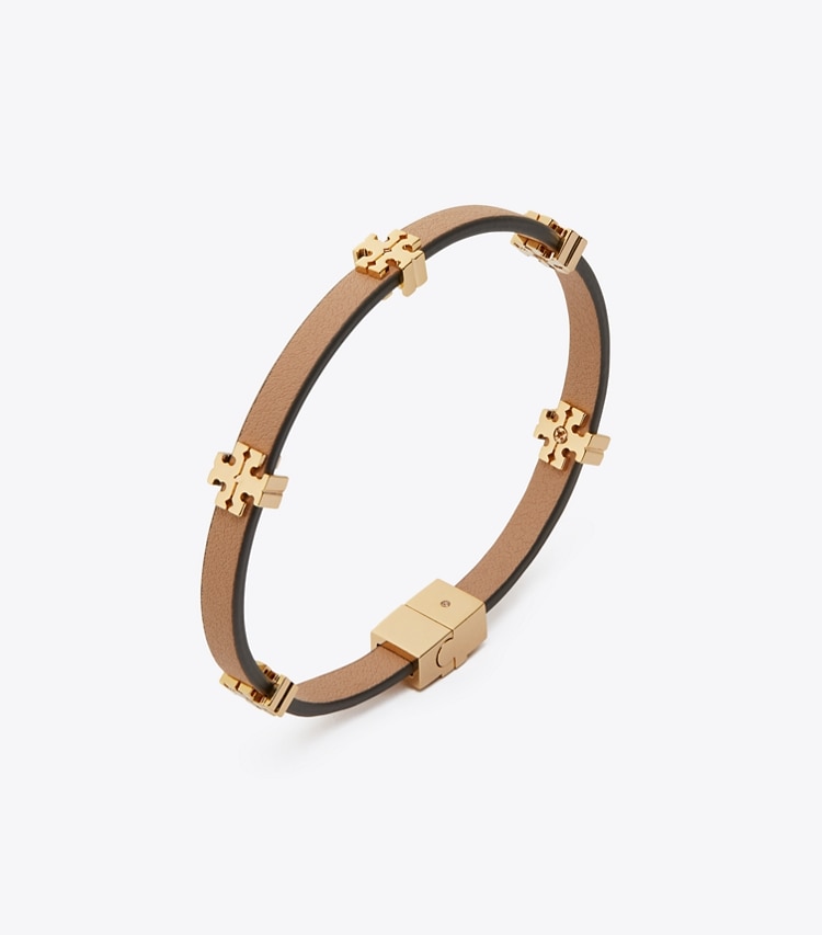 Tory Burch designer bracelets Eleanor Bio Bracelet in Tory Gold / Classic Chestnut detail