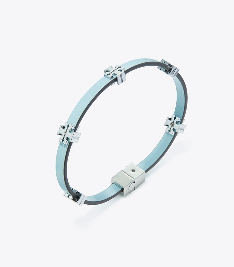 Tory Burch designer bracelets Eleanor Bio Bracelet in Tory Silver / Geyser detail