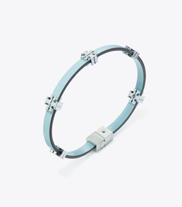 Tory Burch designer bracelets Eleanor Bio Bracelet in Tory Silver / Geyser front