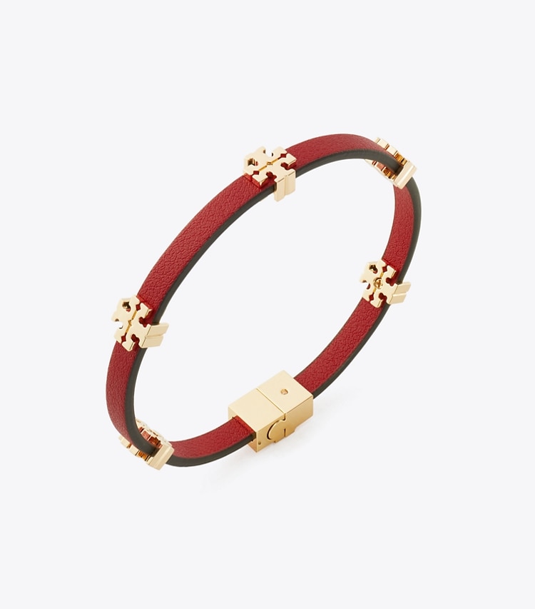Tory Burch designer bracelets Eleanor Bio Bracelet in Tory Gold / TORY RED detail