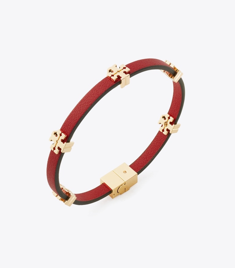 Tory Burch designer bracelets Eleanor Bio Bracelet in Tory Gold / TORY RED front