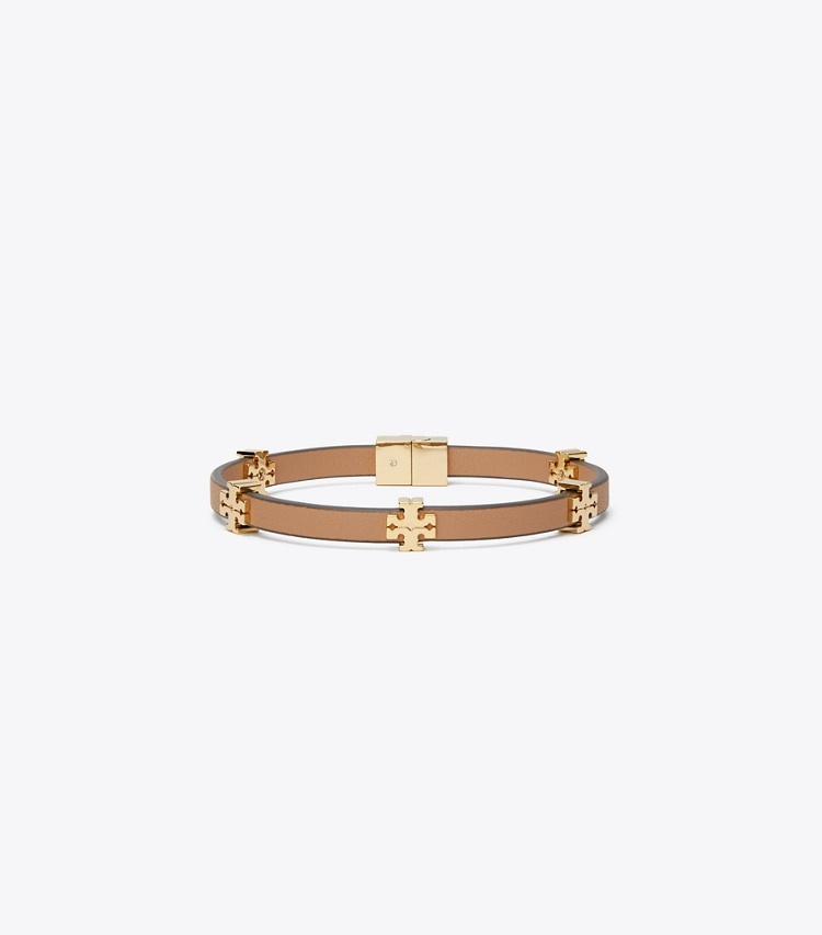 Tory Burch designer bracelets Eleanor Bio Bracelet in Tory Gold / Classic Chestnut front