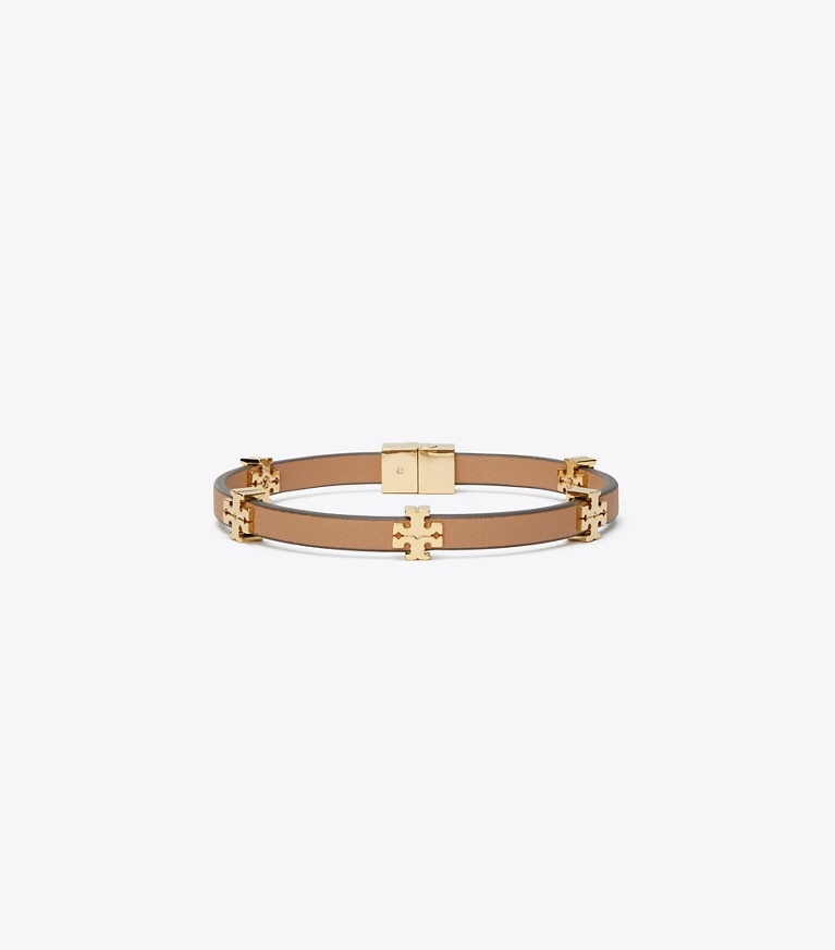 Tory Burch designer bracelets Eleanor Bio Bracelet in Tory Gold / Classic Chestnut front