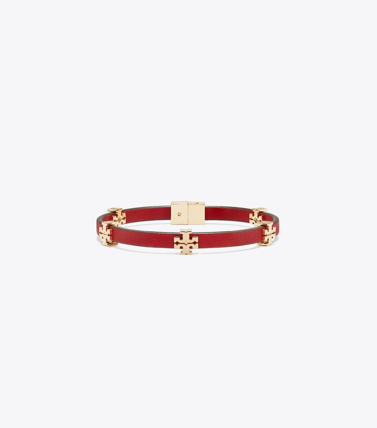 Tory Burch designer bracelets Eleanor Bio Bracelet in Tory Gold / TORY RED front