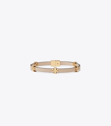 Tory Burch designer bracelets Eleanor Bio Bracelet in Tory Gold / Soft Pink front