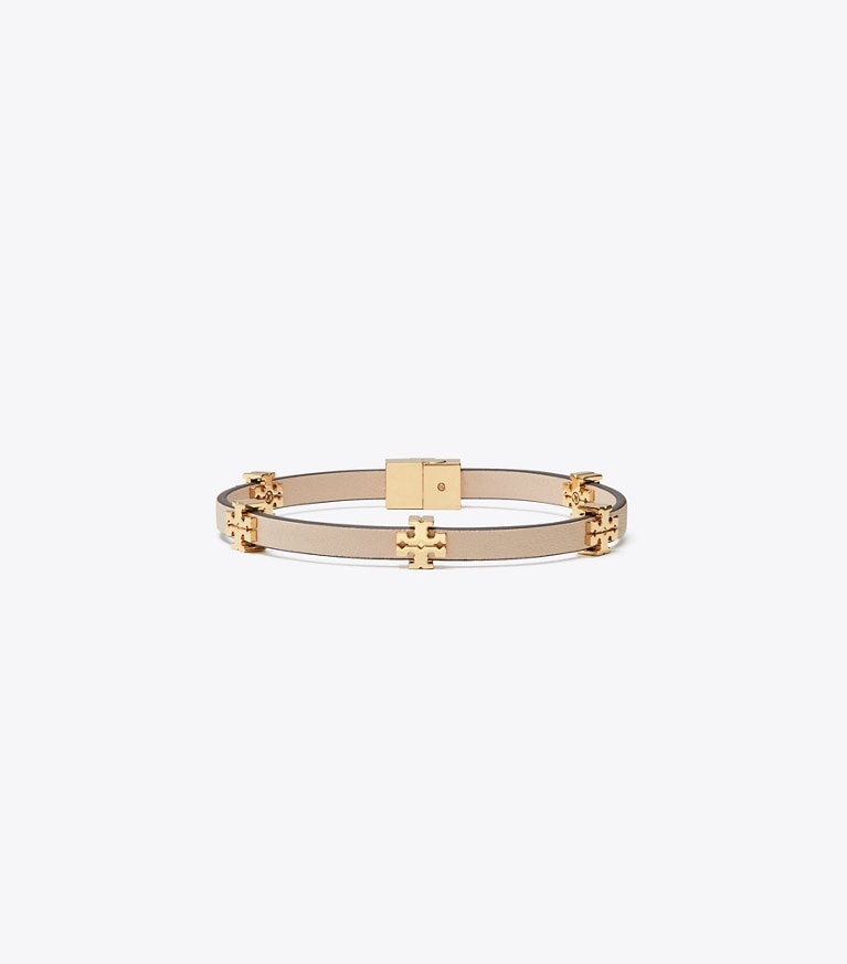 Tory Burch designer bracelets Eleanor Bio Bracelet in Tory Gold / Soft Pink front