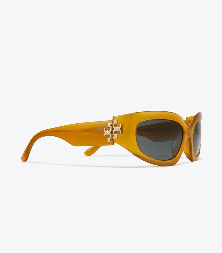 Tory Burch designer occhiali da vista & da sole Eleanor Broken Logo Sunglasses in OPAL DARK ORANGE/GREY front
