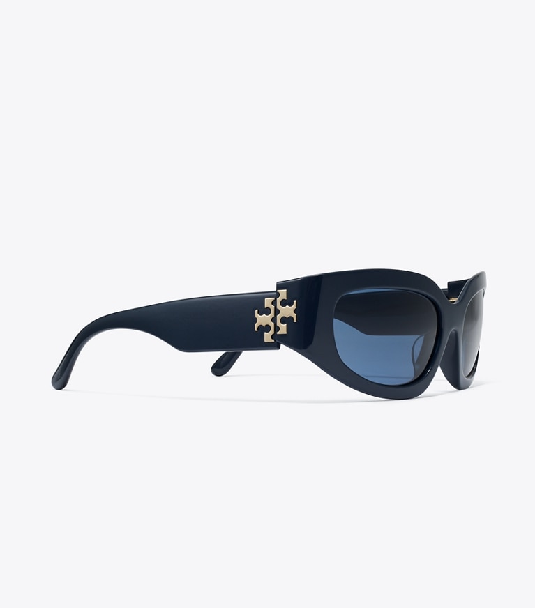 Tory Burch designer sunglasses & eyewear Eleanor Broken Logo Sunglasses in NAVY/DARK BLUE front