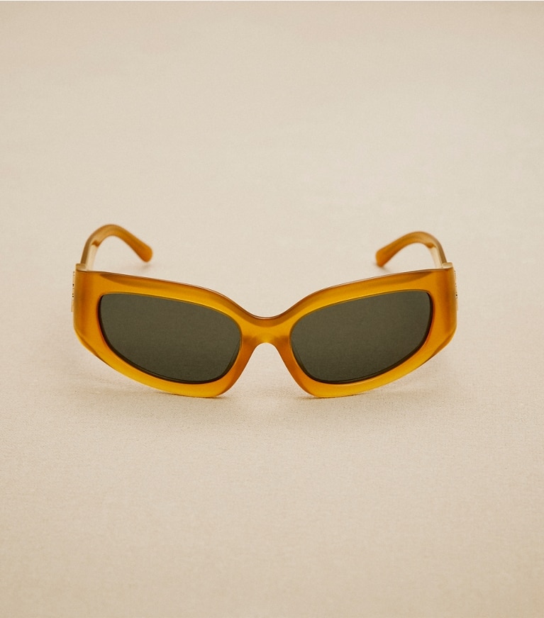 Tory Burch designer occhiali da vista & da sole Eleanor Broken Logo Sunglasses in OPAL DARK ORANGE/GREY front