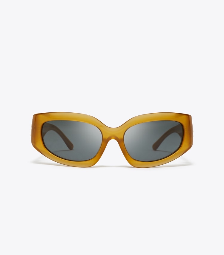 Tory Burch designer occhiali da vista & da sole Eleanor Broken Logo Sunglasses in OPAL DARK ORANGE/GREY front