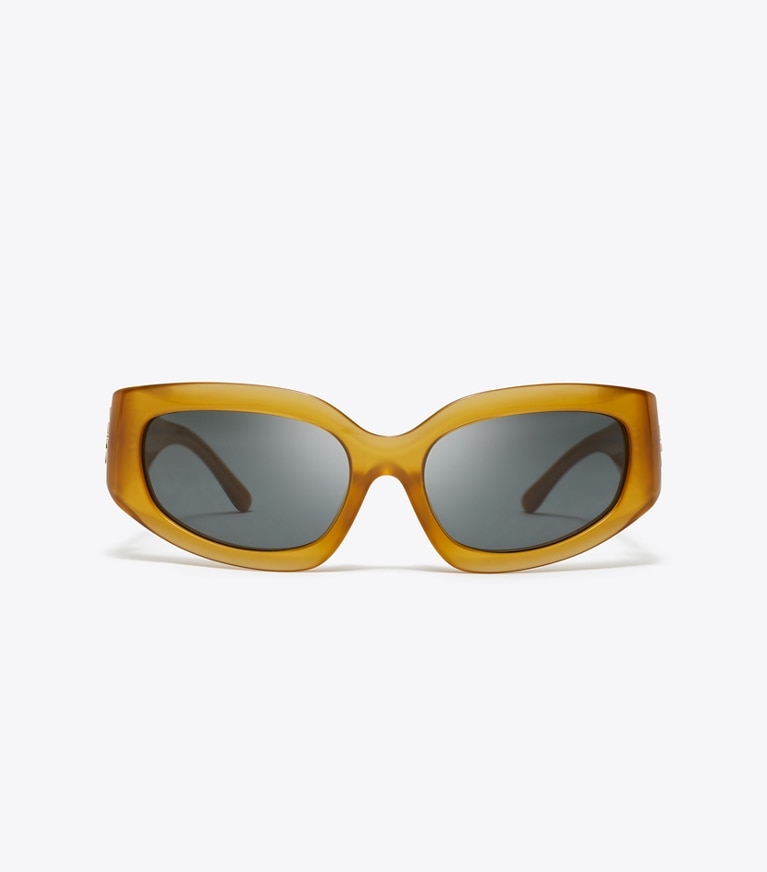 Tory Burch designer occhiali da vista & da sole Eleanor Broken Logo Sunglasses in OPAL DARK ORANGE/GREY front