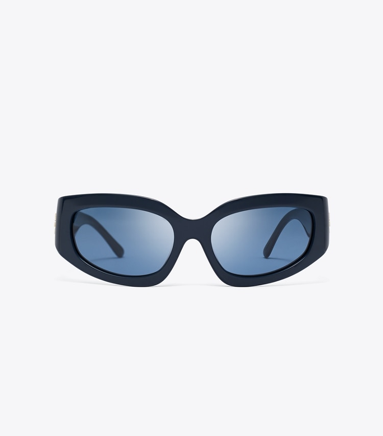 Tory Burch designer sunglasses & eyewear Eleanor Broken Logo Sunglasses in NAVY/DARK BLUE front