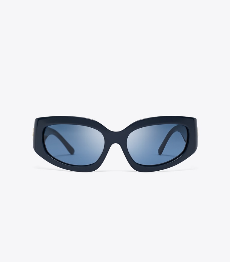 Tory Burch designer sunglasses & eyewear Eleanor Broken Logo Sunglasses in NAVY/DARK BLUE front