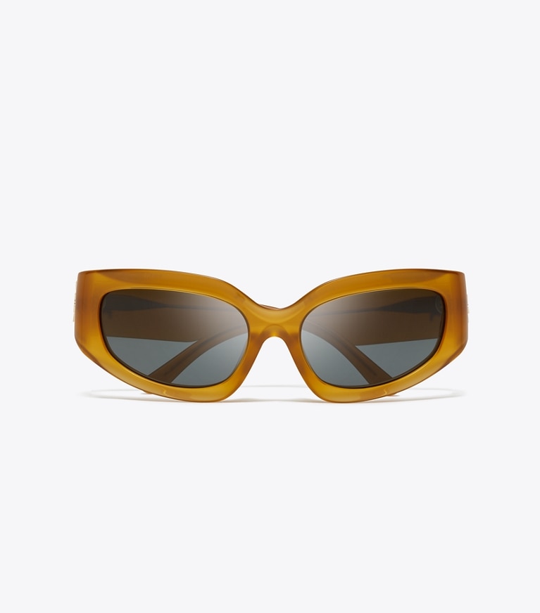 Tory Burch designer occhiali da vista & da sole Eleanor Broken Logo Sunglasses in OPAL DARK ORANGE/GREY front