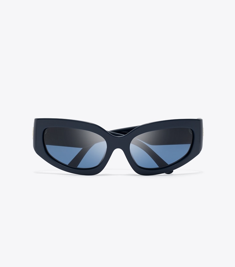 Tory Burch designer sunglasses & eyewear Eleanor Broken Logo Sunglasses in NAVY/DARK BLUE front