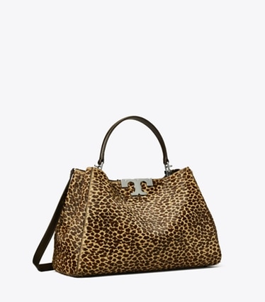 Tory Burch designer satchels Eleanor Calf Hair Satchel in Multi angle