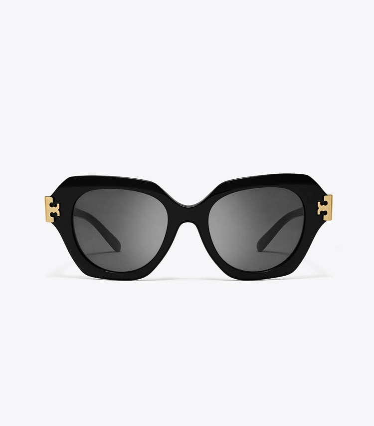 Tory Burch designer sunglasses & eyewear Eleanor Cat-Eye Sunglasses in BLACK/DARK GREY front