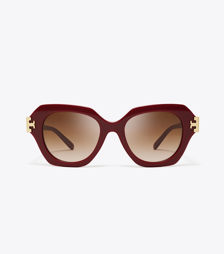 Tory Burch designer sunglasses & eyewear Eleanor Cat-Eye Sunglasses in RED BERRY/BROWN GRADIENT front