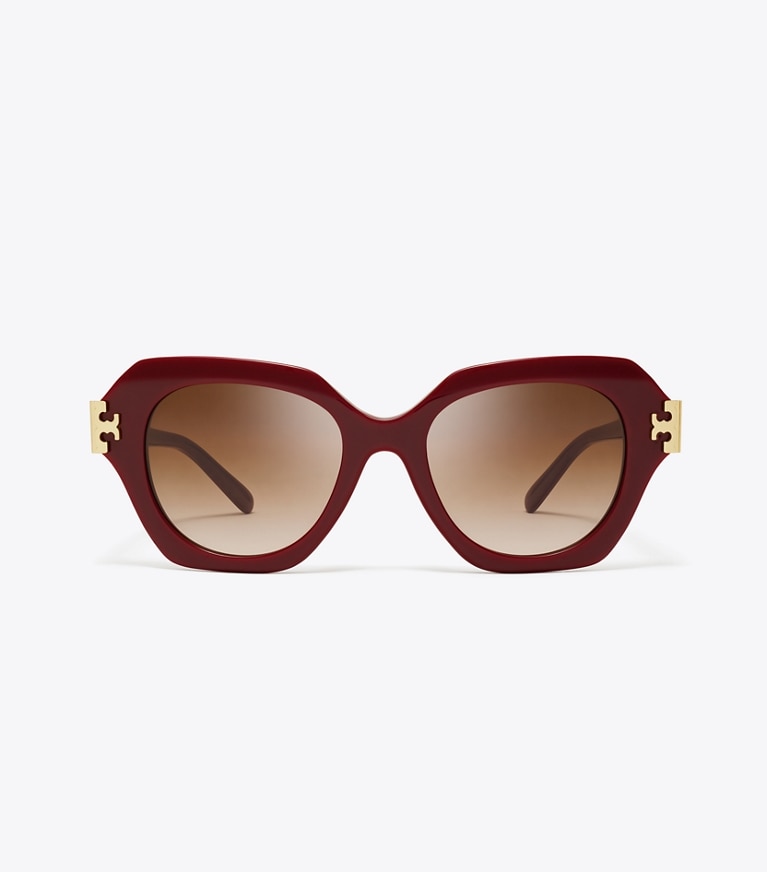 Tory Burch designer sunglasses & eyewear Eleanor Cat-Eye Sunglasses in RED BERRY/BROWN GRADIENT front
