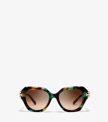 Tory Burch designer sunglasses & eyewear Eleanor Cat-Eye Sunglasses in JADE SPOTTED TORTOISE/BROWN GRADIENT front