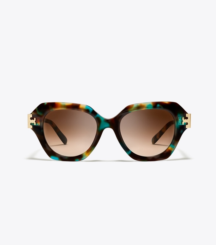 Tory Burch designer sunglasses & eyewear Eleanor Cat-Eye Sunglasses in JADE SPOTTED TORTOISE/BROWN GRADIENT front